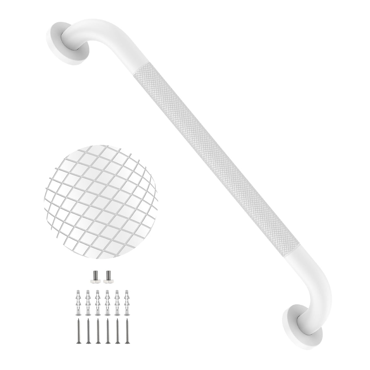 2 Pack 24 Inch Polished Chrome Anti Slip Knurled Shower Grab Bar