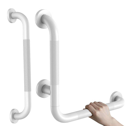 16 Inch L-Shaped Angled Grab Bar for Shower Bathroom, Matte Black
