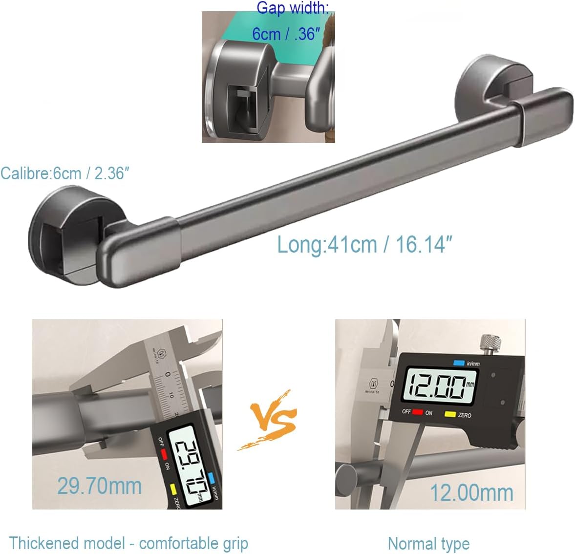 Shower Grab Bars Suction,Suction Grab Bars for Shower,Gray,16″2PCS
