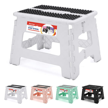 ACSTEP Folding Step Stool 9 Inch, Non-Slip Foldable Stools for Kids, Black