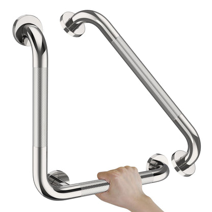 16x16 Inch Anti Slip Angled Shower Grab Bars, Brushed Nickel Grab Rail