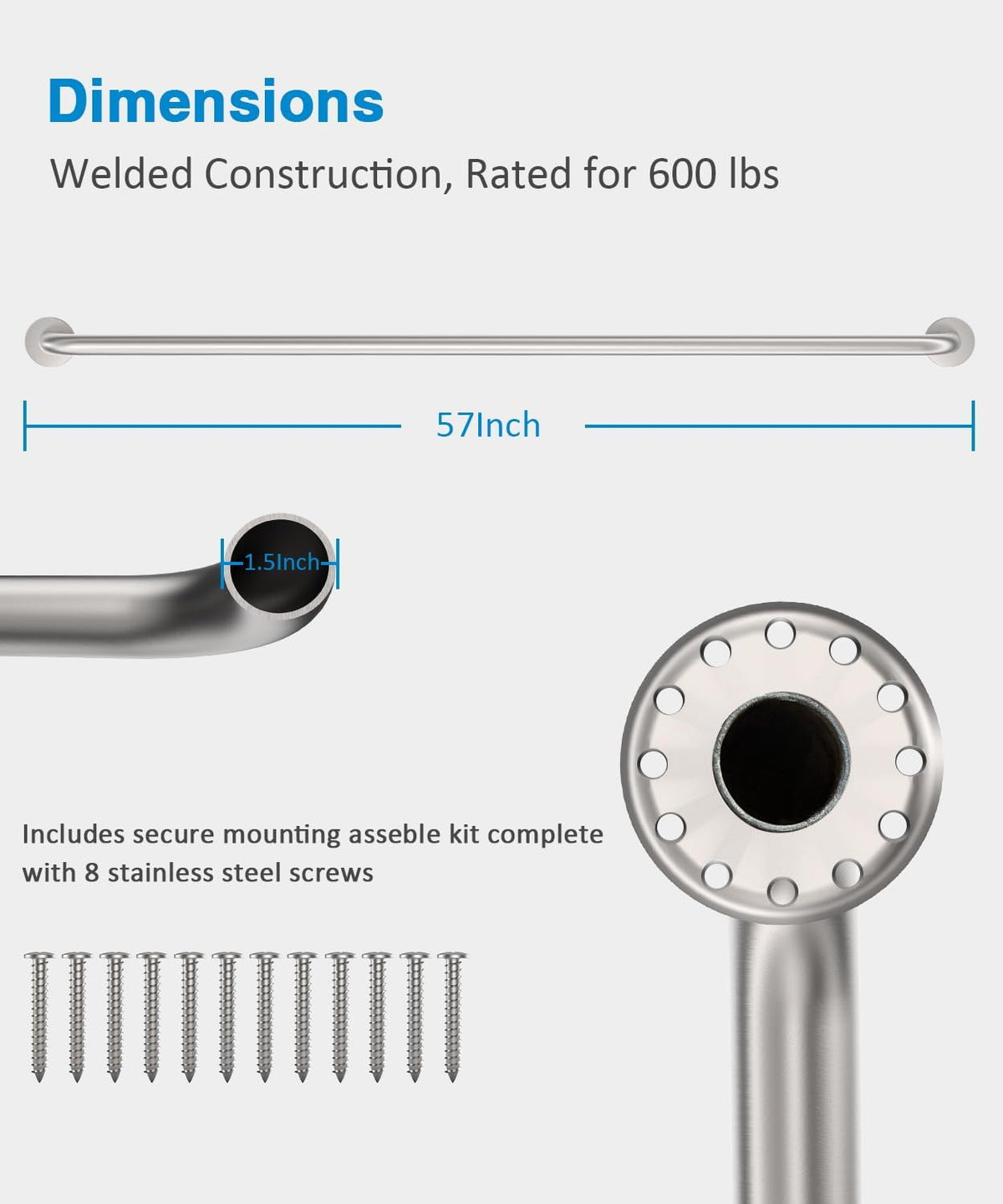 1Pcs 57-Inch ADA Compliant Grab Bar