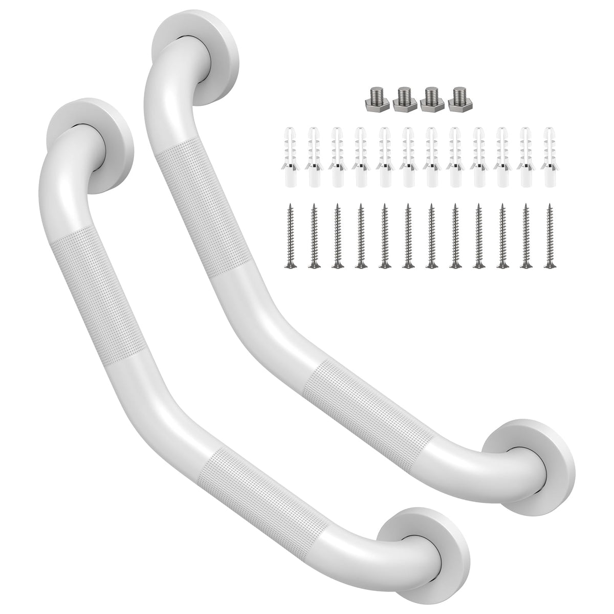 ZUEXT 2 Pack 16 Inch Angled Brushed Nickel Non Slip Knurled Shower Grab Bar