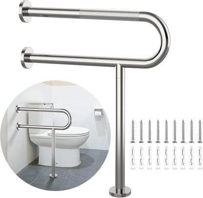 Toilet Support Rail 24x28 Inch, Munzong Anti-Slip Chrome Handicap Grab Bar