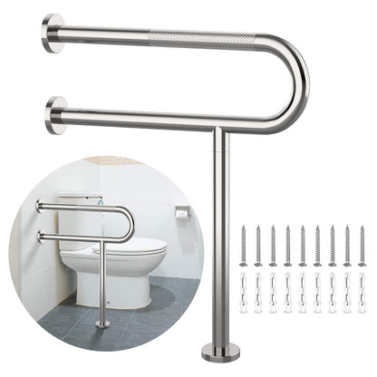 Toilet Support Rail 24x28 Inch, Munzong Anti-Slip Chrome Handicap Grab Bar