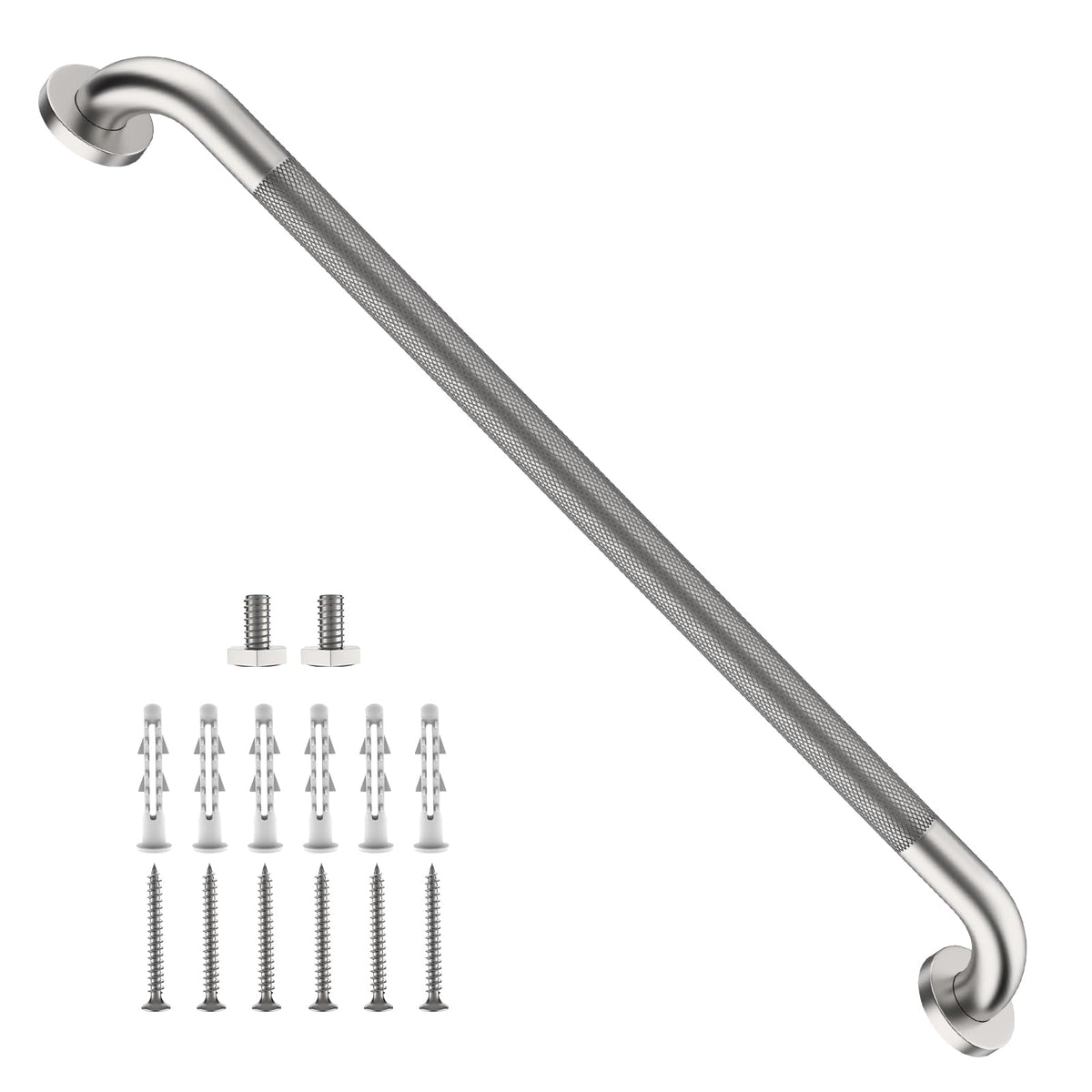 ZUEXT 2 Pack 16 Inch Chrome Anti Slip Shower Grab Bar with Knurled Grip