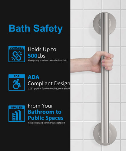 Shower Grab Bar Set, ADA Compliance Brushed Stainless Steel Handicap Grab Bar for Bathtubs and Showers, Modern 3-Pack 18" 24" 36" Shower Safety Bars for Seniors