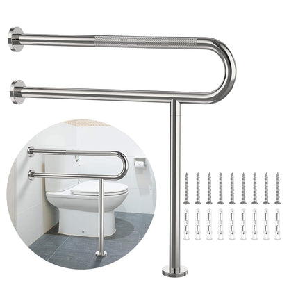 Toilet Support Rail 24x28 Inch, Munzong Anti-Slip Chrome Handicap Grab Bar