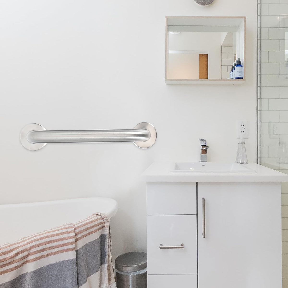 Stainless Steel Bathroom Handrail 2pcs Non-Slip Grab Bars Bathtub Safety Rail Thickened Support Handles for Elderly Disabled Toilet and Shower Use