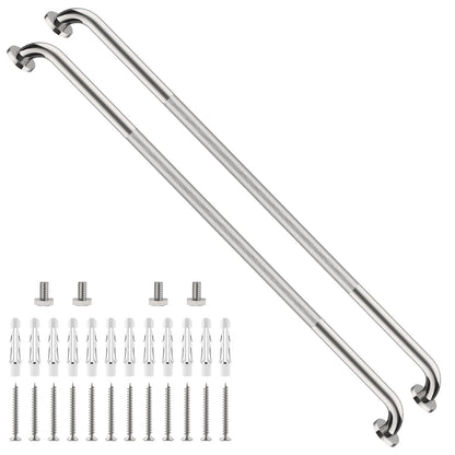 2 Pack 24 Inch Polished Chrome Anti Slip Knurled Shower Grab Bar