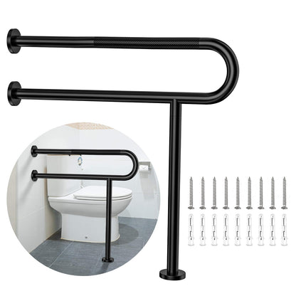 Toilet Support Rail 24x28 Inch, Munzong Anti-Slip Chrome Handicap Grab Bar