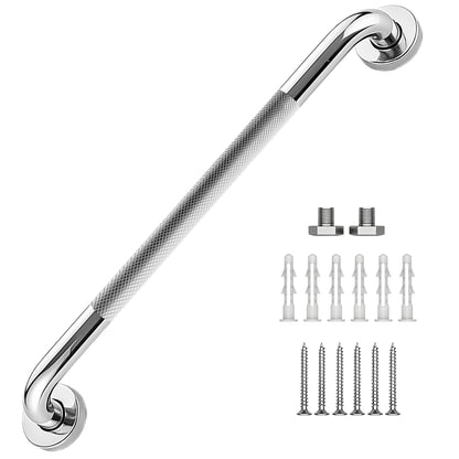 16 Inch Grab Bars 1.25" Dia,2 Pack Brushed Nickel 304 Stainless Steel Bathroom Grab Bar,Anti Slip Knurled Safety Bar,Wall Mount Handicap Grab Bars,Support Handrail for Seniors Elderly Injury