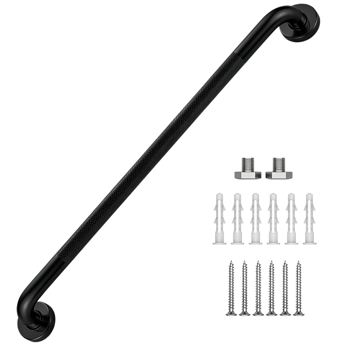 16 Inch Grab Bars 1.25" Dia,2 Pack Brushed Nickel 304 Stainless Steel Bathroom Grab Bar,Anti Slip Knurled Safety Bar,Wall Mount Handicap Grab Bars,Support Handrail for Seniors Elderly Injury
