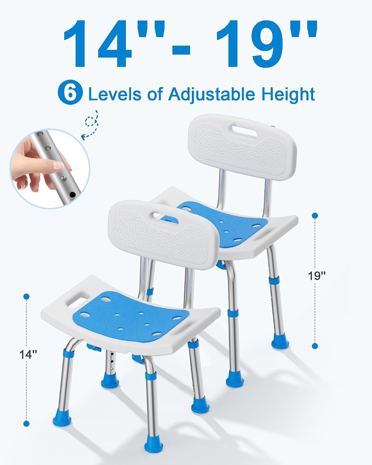 HOMLAND Shower Chair for Inside Shower with Removable Back, Aluminum Frame