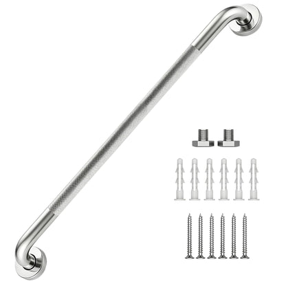 16 Inch Grab Bars 1.25" Dia,2 Pack Brushed Nickel 304 Stainless Steel Bathroom Grab Bar,Anti Slip Knurled Safety Bar,Wall Mount Handicap Grab Bars,Support Handrail for Seniors Elderly Injury