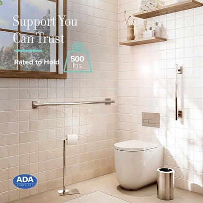 Gatco 950 Elevate Shower Grab Bar, 12 Inch, ADA Compliant, Satin Nickel, Wall Mounted Bathroom Handrail