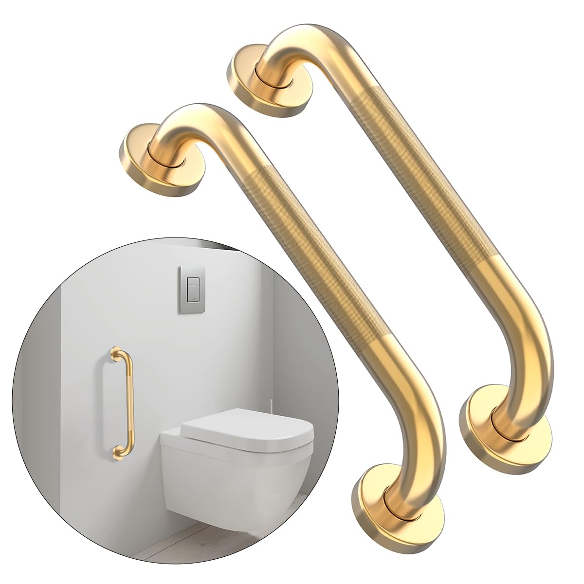 12 Inch Anti Slip Grab Bars for Wall, Munzong Stainless Steel Shower Bars