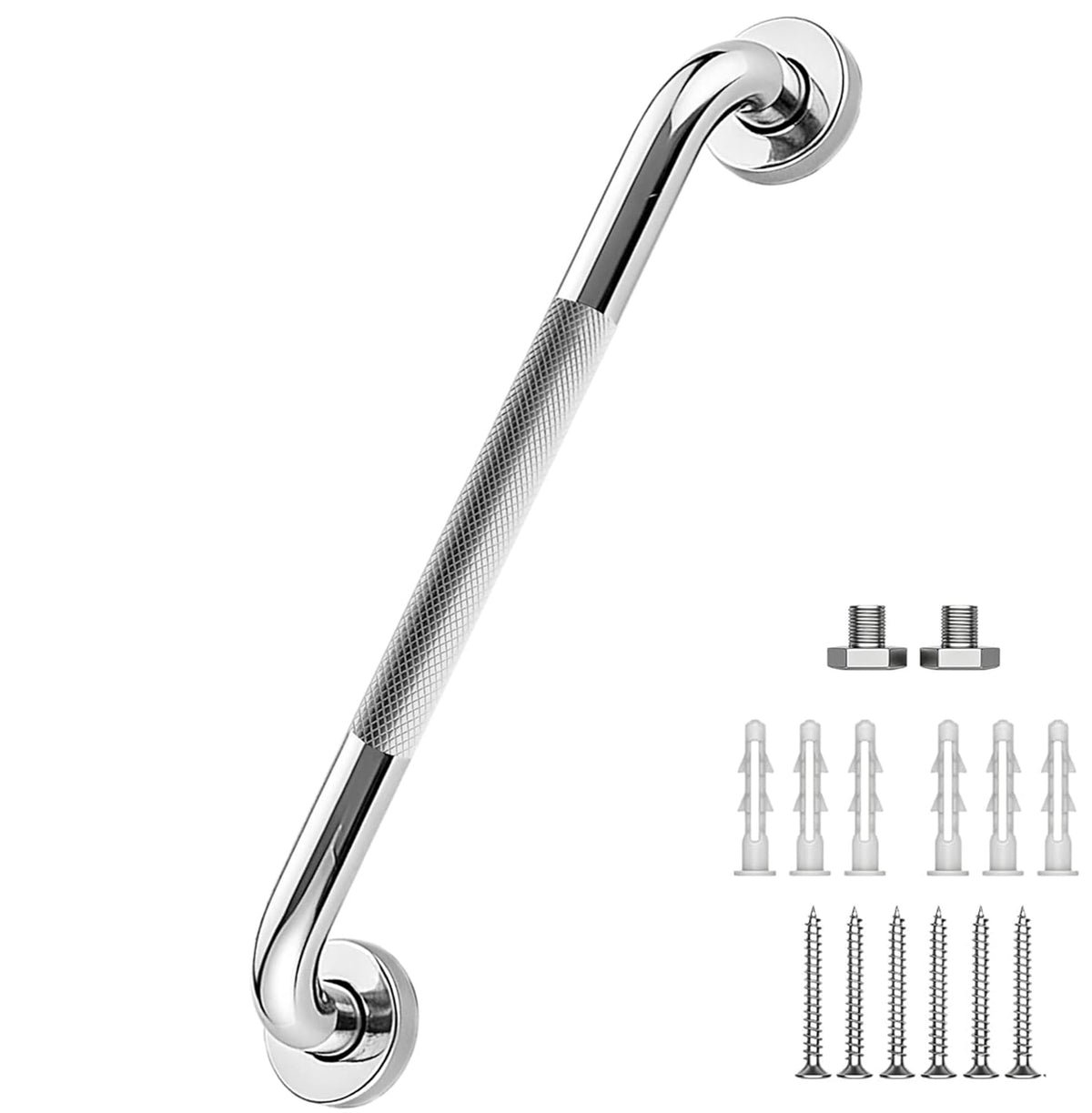 16 Inch Shower Grab Bars, 2 Pack Chrome Safety Bars 1.25" Dia