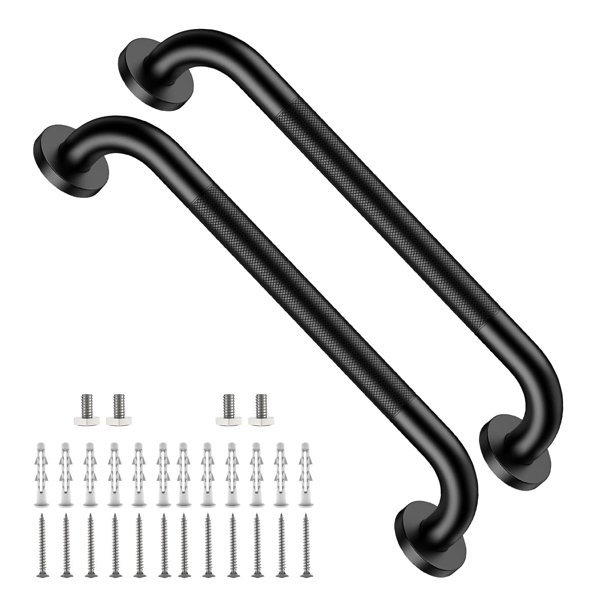 ZUEXT 2 Pack 16 Inch Chrome Anti Slip Shower Grab Bar with Knurled Grip