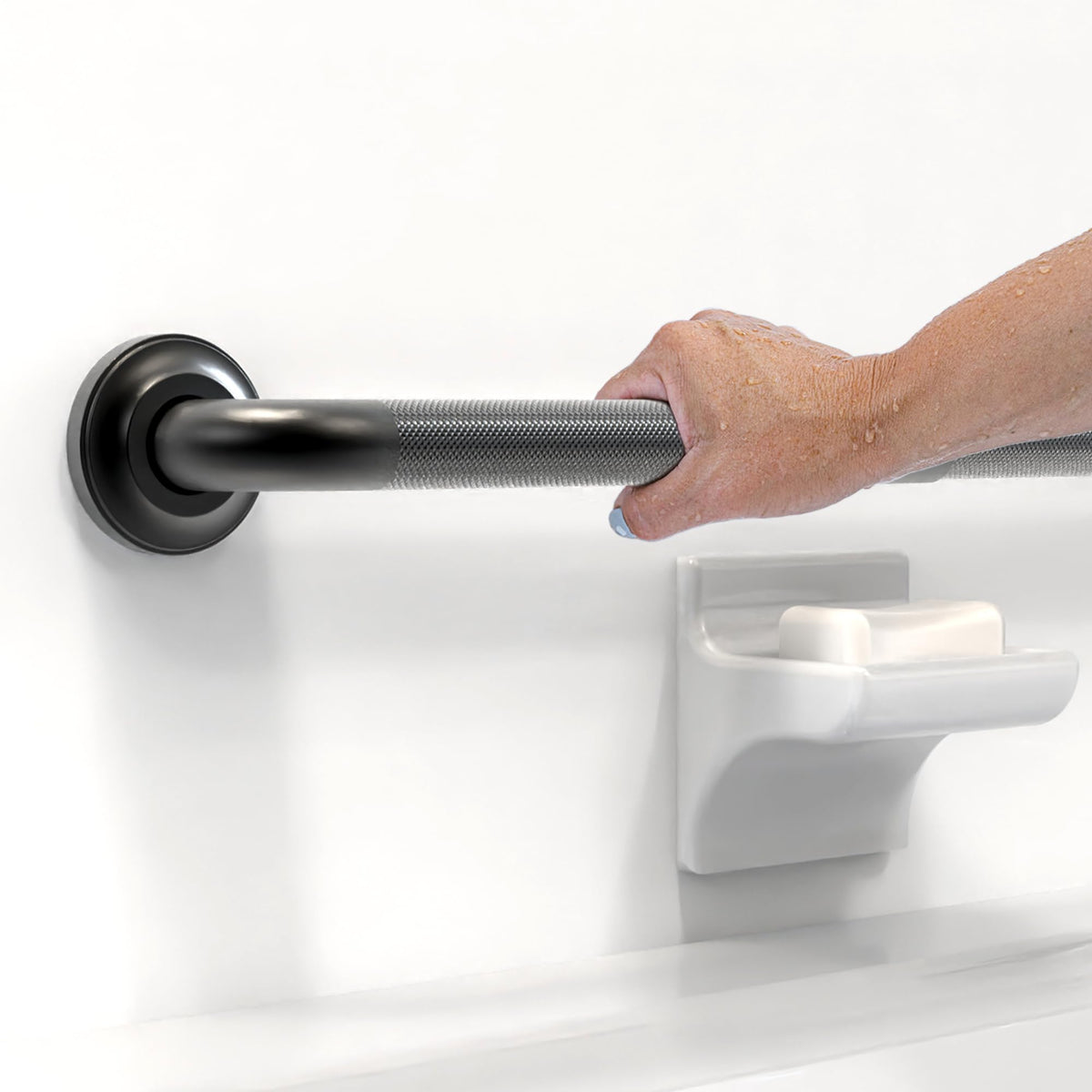 1-1/4" Knurled Grab Bar, ADA Compliant Bath Safety Shower Handrail, Bathroom Mobility Aid Handle for Seniors and Disabled, Heavy Duty 500lbs Support
