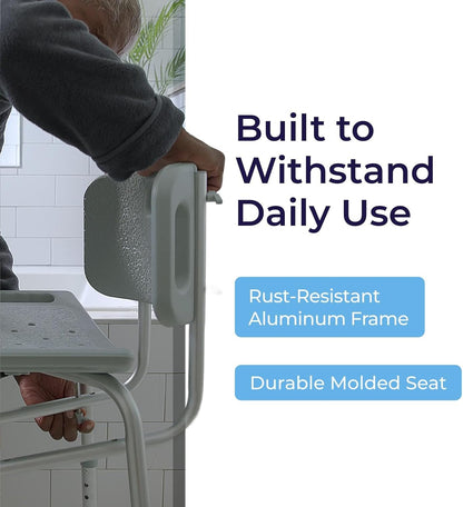 Drive Medical Shower Chair with Back and Suction Feet, Gray