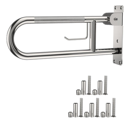 ZUEXT 24 Inch Brushed Nickel Wall to Floor Toilet Grab Bar w/Paper Holder