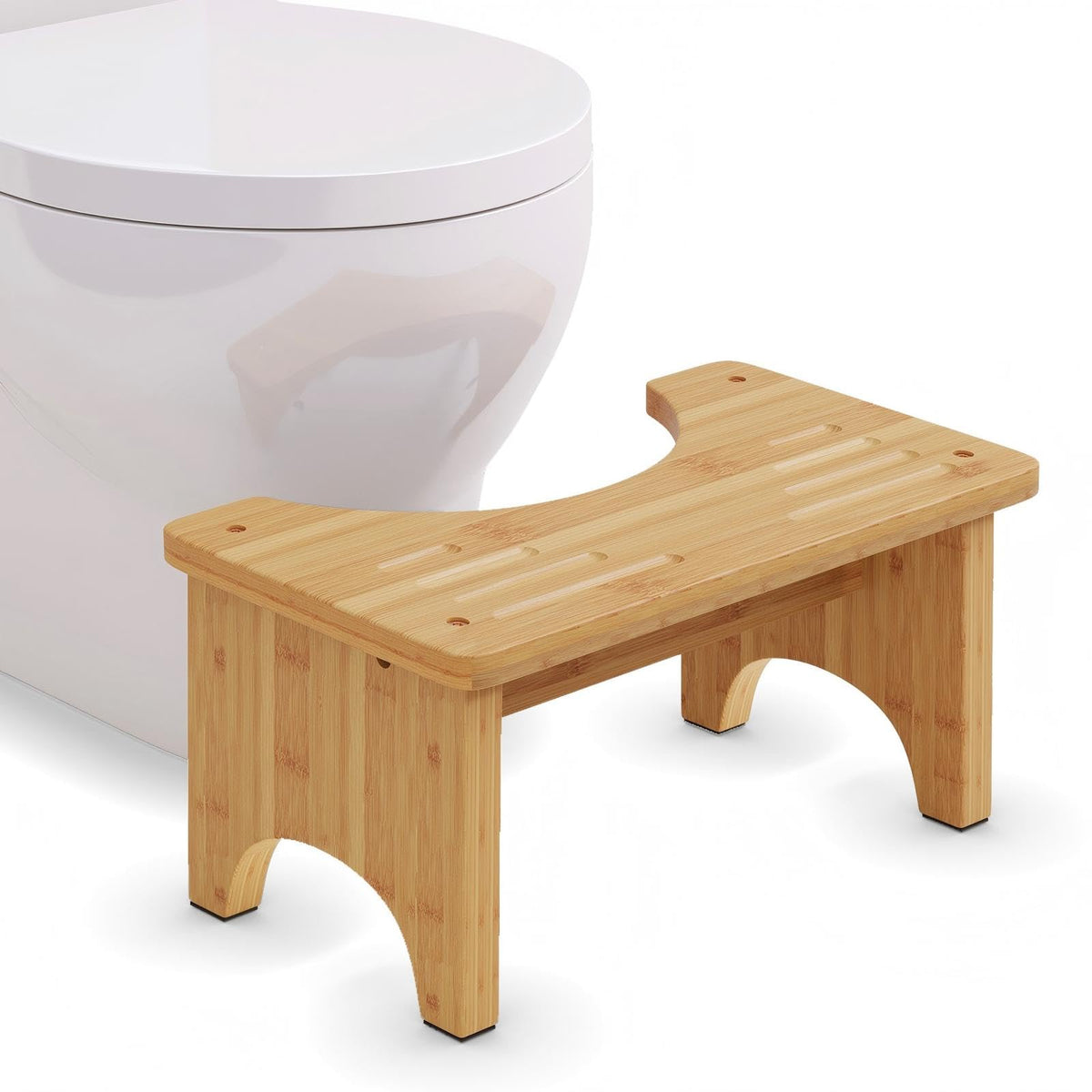Uaniar Bamboo Toilet Poop Stool, Wooden Squatting Potty for Adults Pooping