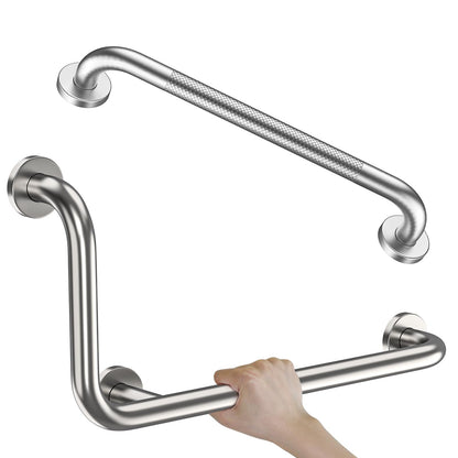 Black Angled Grab Bar 12x24 Inch, L-Shaped Grab Bar for Bathtub and Shower