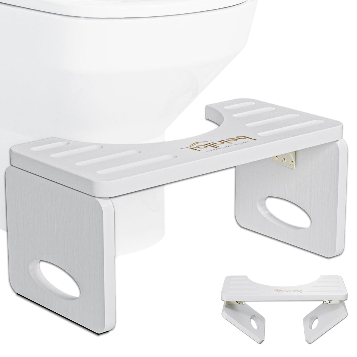 Beinilai Foldable Toilet Stool,7 Inches Bamboo Poop Stool for Bathroom