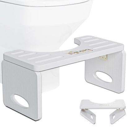 Beinilai Foldable Toilet Stool,7 Inches Bamboo Poop Stool for Bathroom