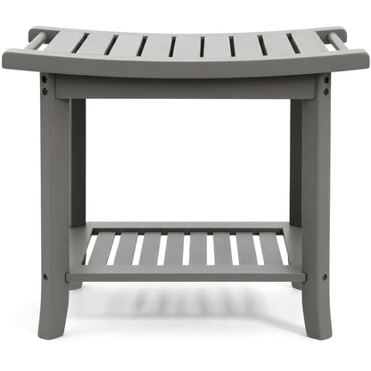 Teak shower bench with Storage Shelf, Shower Stool for Inside Shower, Waterproof Shower Bench Seat, Shower Chair for Inside Shower, Wood Bench, Bathroom Bench (Natural Wood) (Bamboo Wood)
