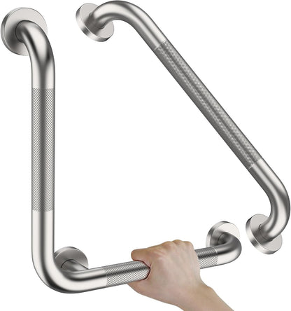 16x16 Inch Anti Slip Angled Shower Grab Bars, Brushed Nickel Grab Rail