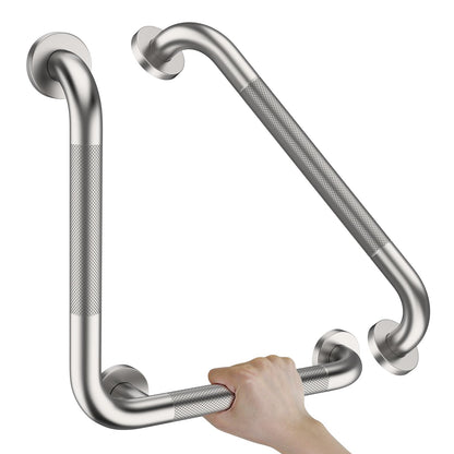 16x16 Inch Anti Slip Angled Shower Grab Bars, Brushed Nickel Grab Rail
