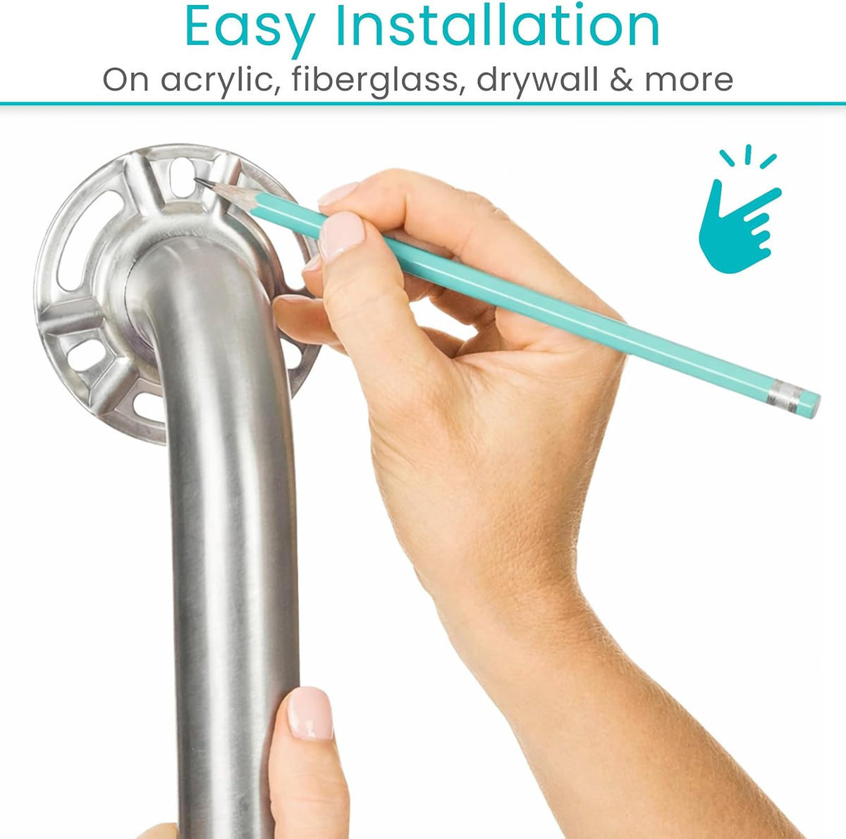 Vive Angled Shower Grab Bar (Supports 440lbs) - ADA Compliant Tub