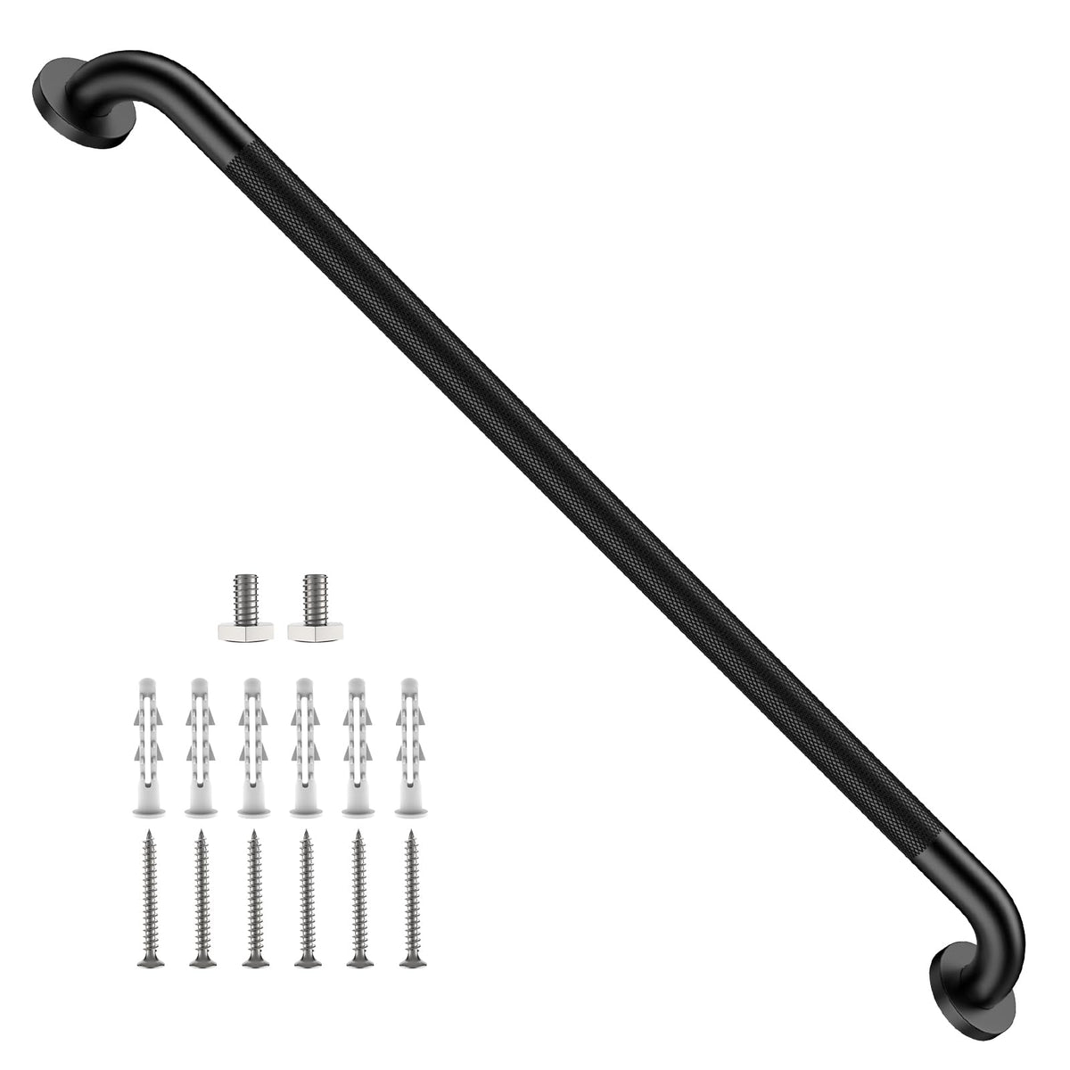 ZUEXT 2 Pack 16 Inch Chrome Anti Slip Shower Grab Bar with Knurled Grip
