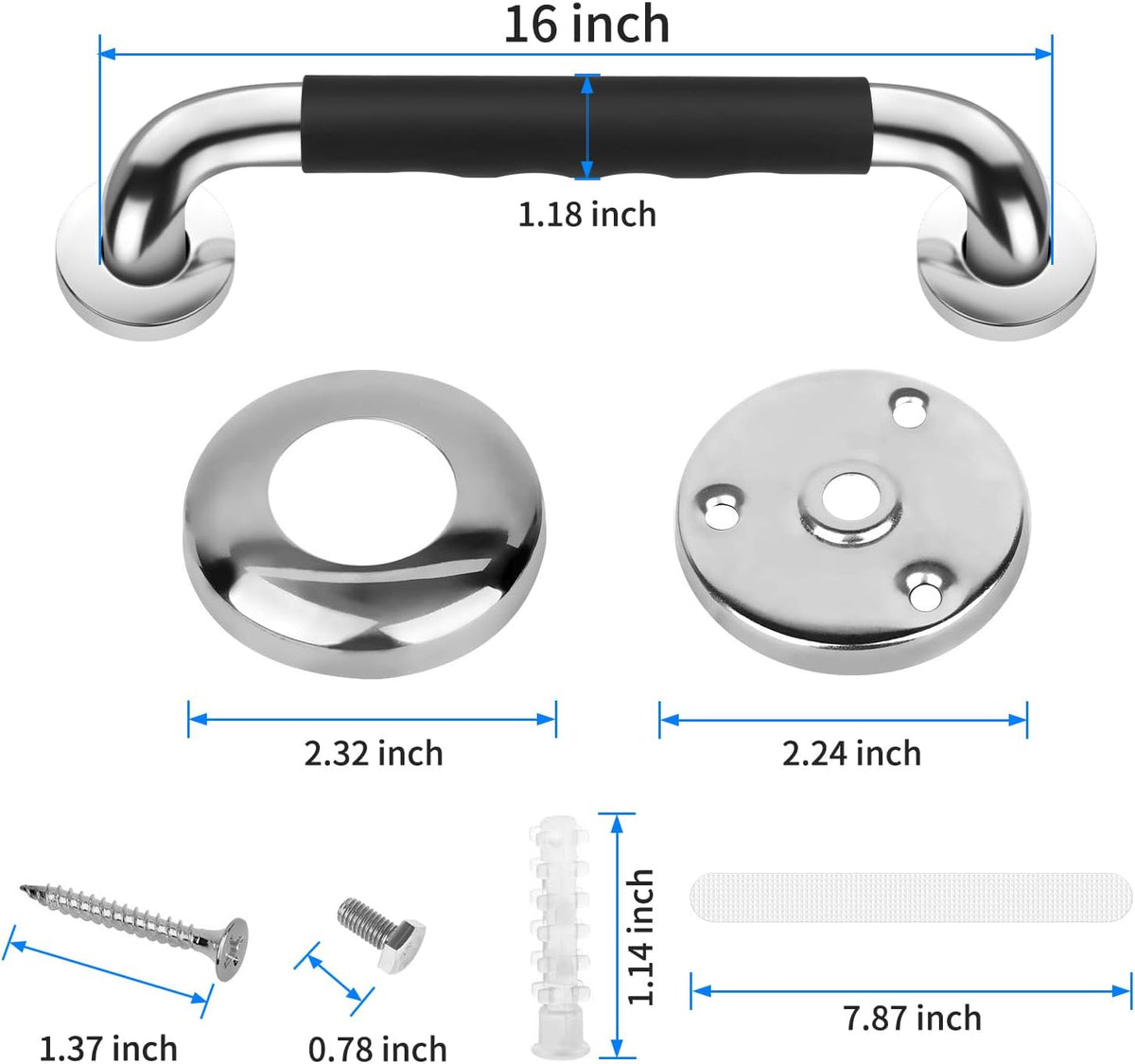 Gotega 16 Inch Shower Grab Bars for Seniors, Anti Slip Handicap Grab Bars