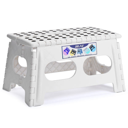 Delxo Folding Step Stool 13 Inch,300 Lbs Step Stool for Adults Black
