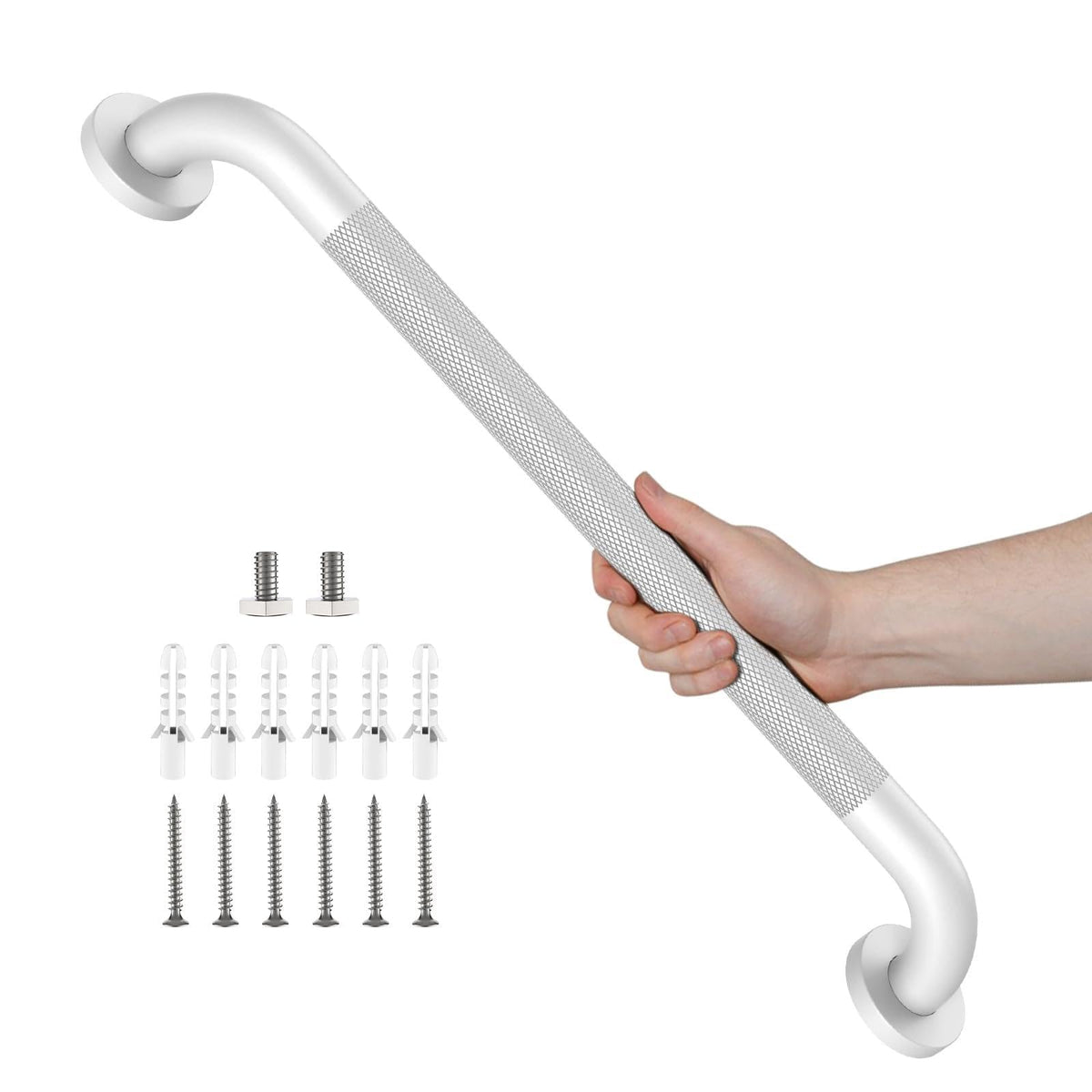 Black Knurled Grab Bar 36 Inch, Safety Shower Handrail for Senior