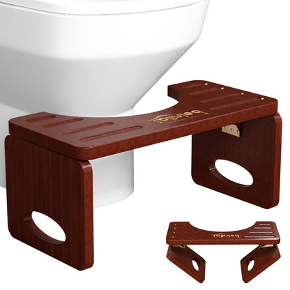 Beinilai Foldable Toilet Stool,7 Inches Bamboo Poop Stool for Bathroom