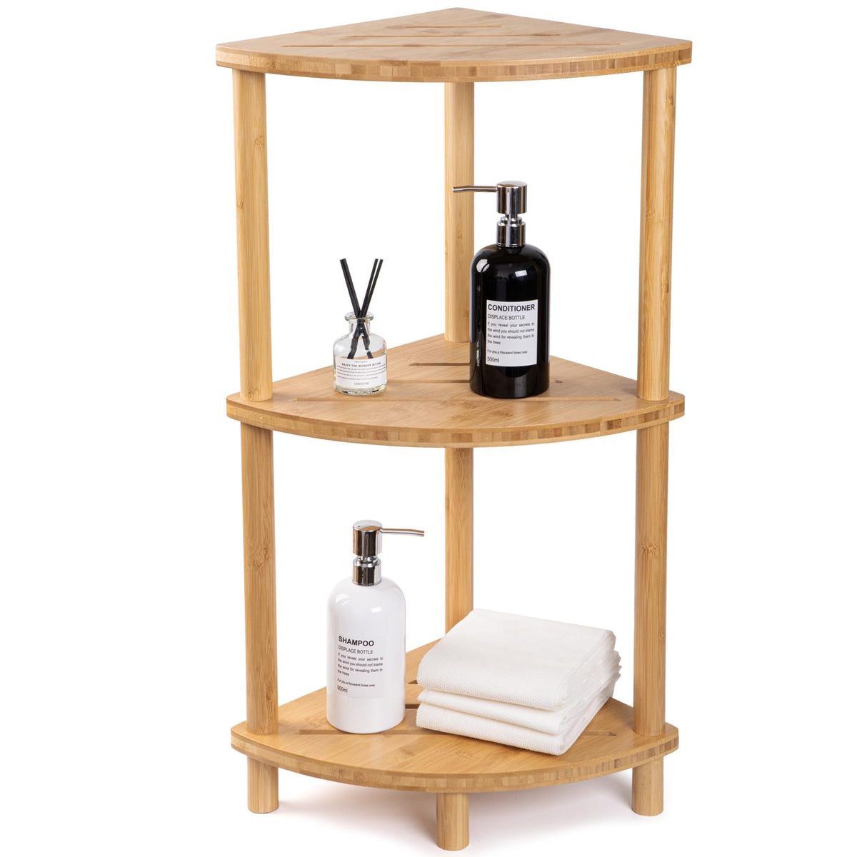 Bamboo Shower Stool for Inside Shower 2-Tier,Corner Shower Bench