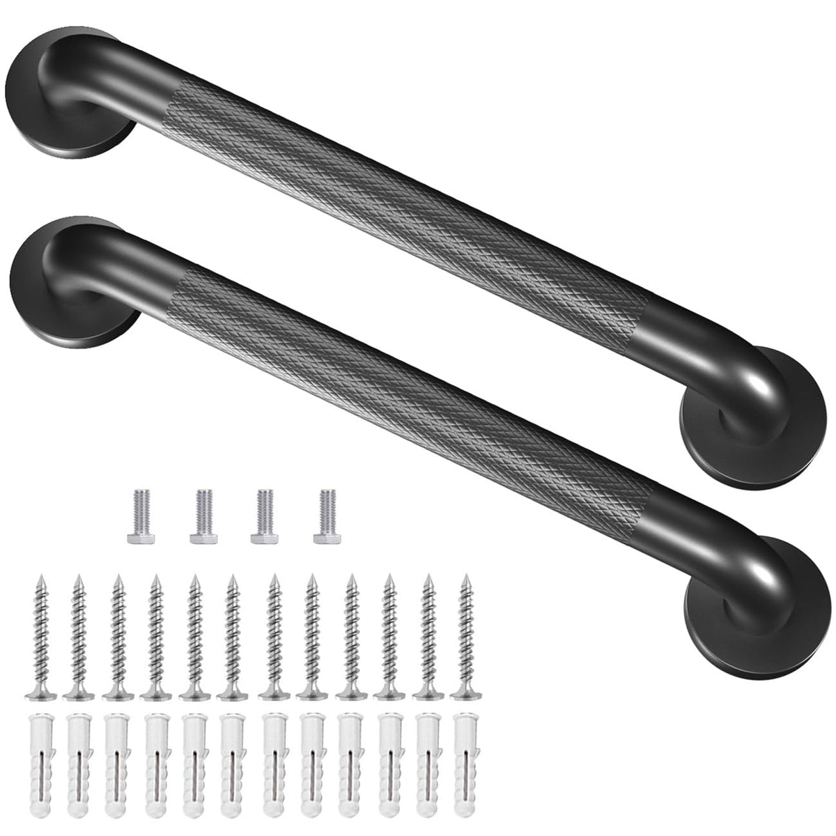Metal Industrial Stairs Grab Wall Handrail Staircase Steps Indoor Exterior Outdoor Deck Hand Rail Safety Grab Bar (Matte Black) Handle for Stairs Bars Wall Elderly Grab Frame Pipe (12 Inch 1 Pack)
