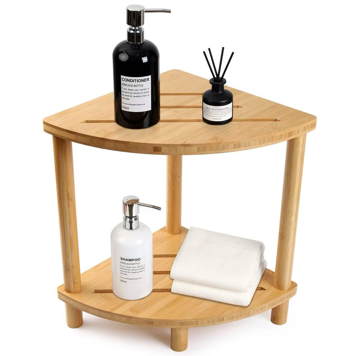 Bamboo Shower Stool for Inside Shower 2-Tier,Corner Shower Bench
