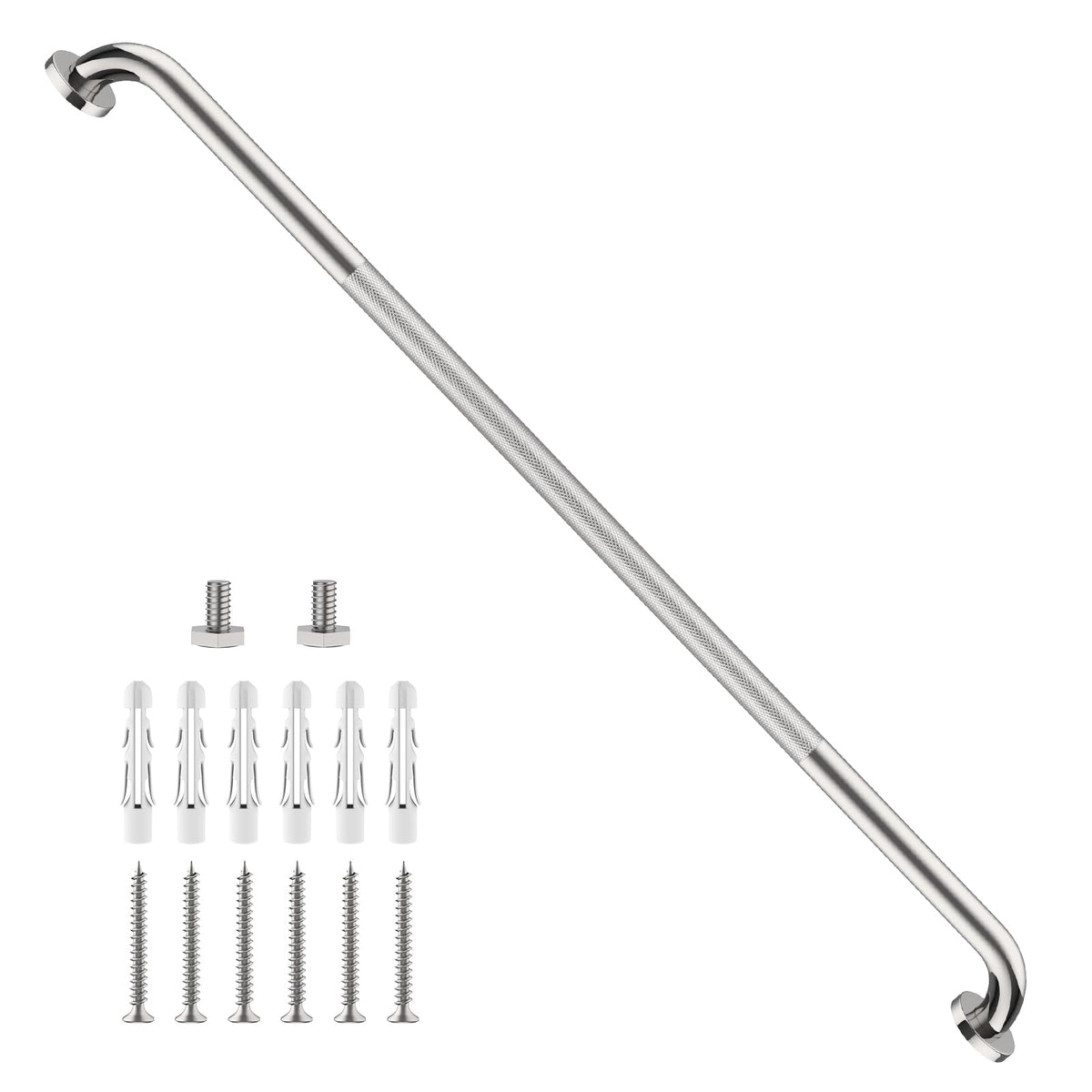 ZUEXT 2 Pack 16 Inch Chrome Anti Slip Shower Grab Bar with Knurled Grip
