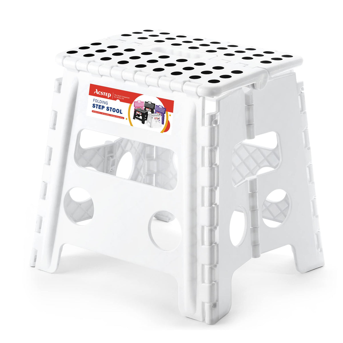 ACSTEP Folding Step Stool 9 Inch, Non-Slip Foldable Stools for Kids, Black