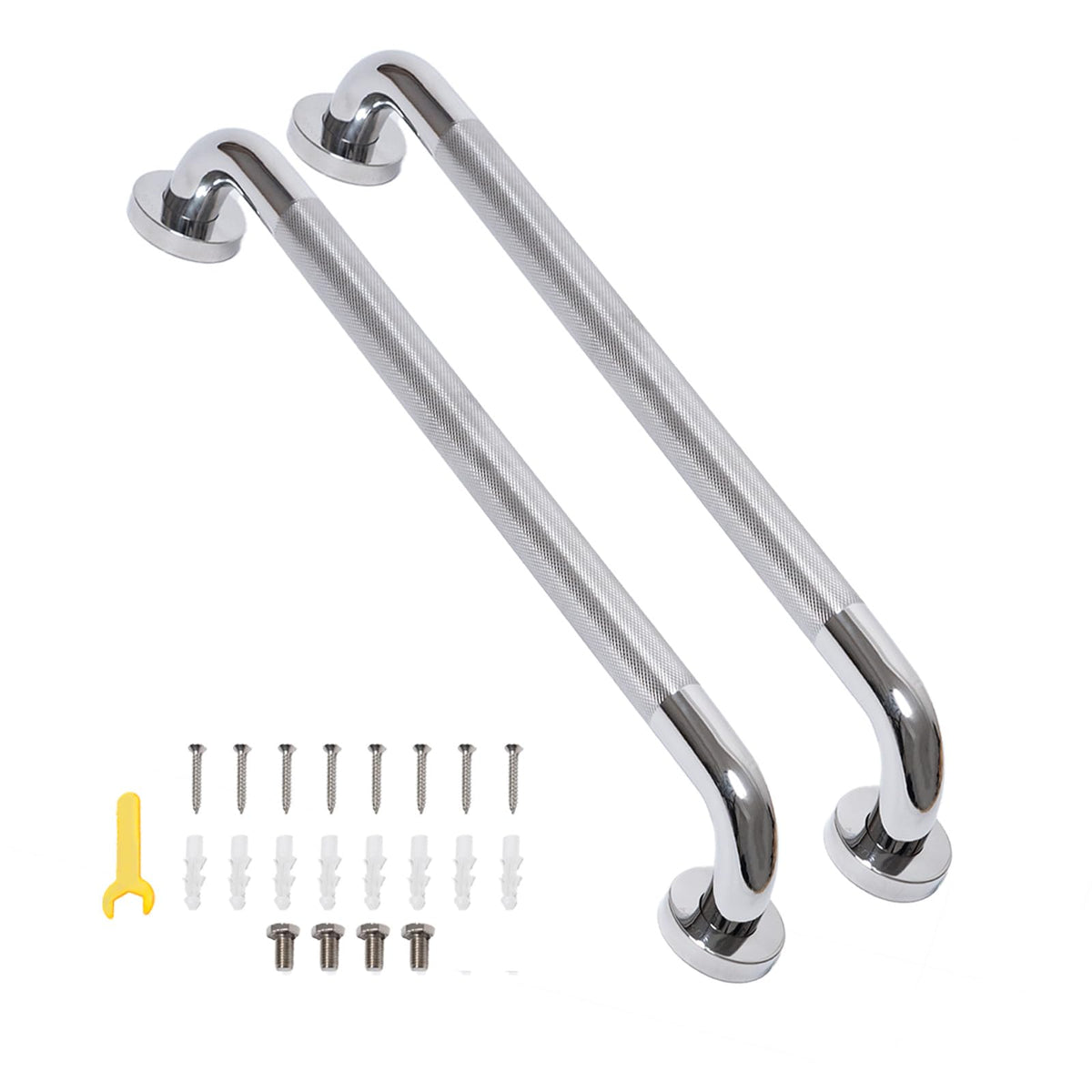 36 Inch Shower Grab Bar, Bathroom Grab Bar Handle with Anti-Slip Knurled Grip, Stainless Steel Bath Balance Bar, 1.25" Diameter Bath Safety Bar Support for Seniors Elderly Pregnant, Brushed Nickel