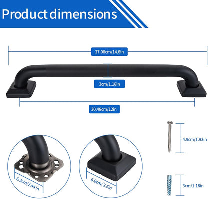 Bathroom SafetyGrab Bars for Elderly Seniors,Anti-Slip Shower Handles Toilet Grab Bars,High Weight Capacity,Wall Mounted Grab Bars for Bathtub Shower,Black Grab Bars (Black Knurled, 12-inch Grab Bar)
