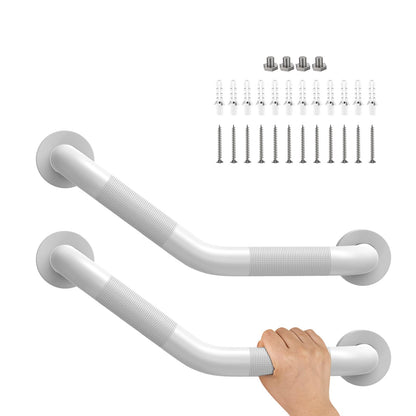 16 Inch Angled Shower Grab Bar, Munzong Brushed Nickel Bathroom Grab Bar