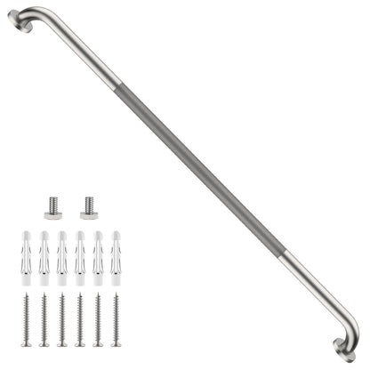 2 Pack 24 Inch Polished Chrome Anti Slip Knurled Shower Grab Bar