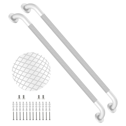 2 Pack 24 Inch Polished Chrome Anti Slip Knurled Shower Grab Bar