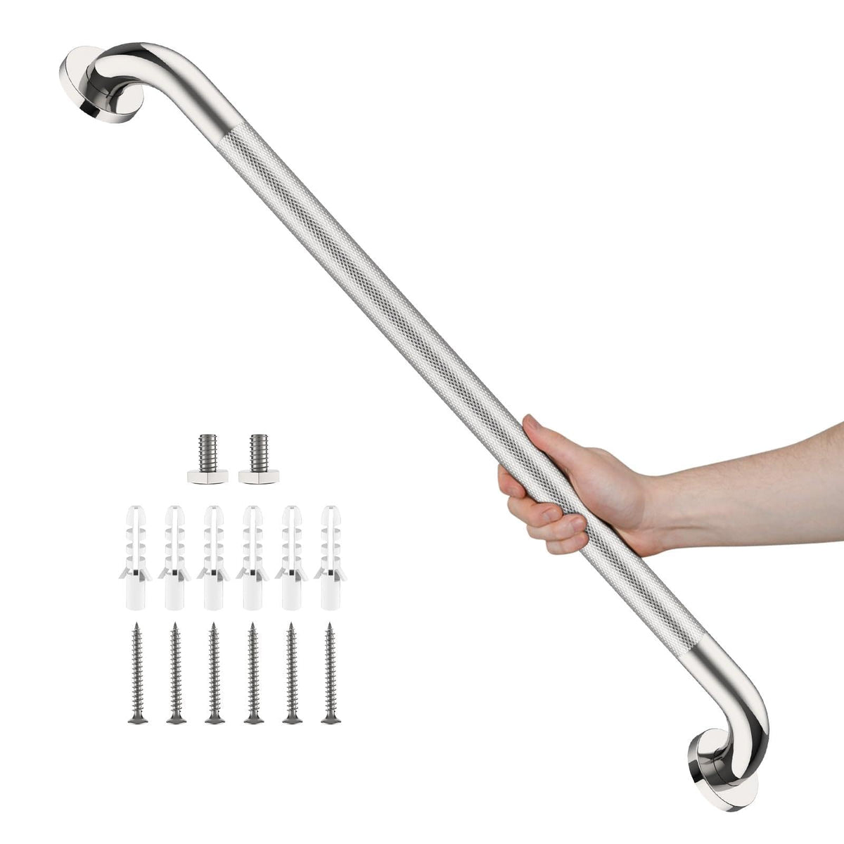 Black Knurled Grab Bar 36 Inch, Safety Shower Handrail for Senior